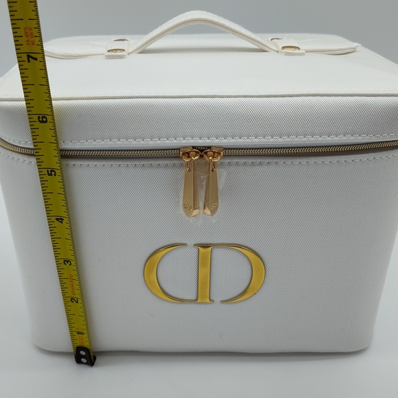 DIOR Platinum Vanity Case Makeup Train Case Mirror White Gold Logo - Picture 5 of 7